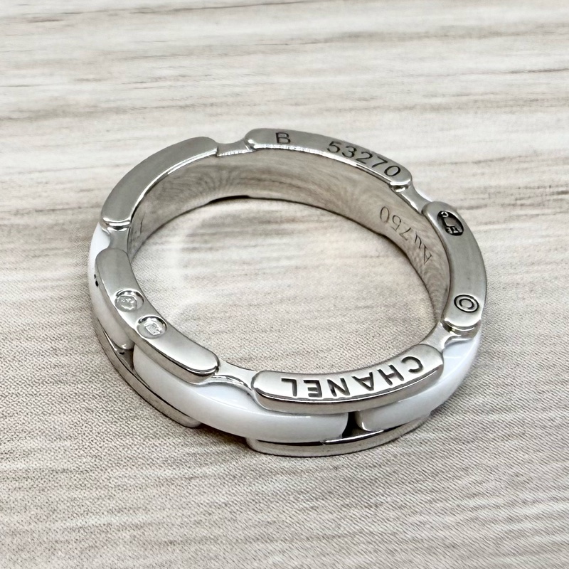 CHANEL白陶瓷拚18K白金ULTRA戒指 J3091-8