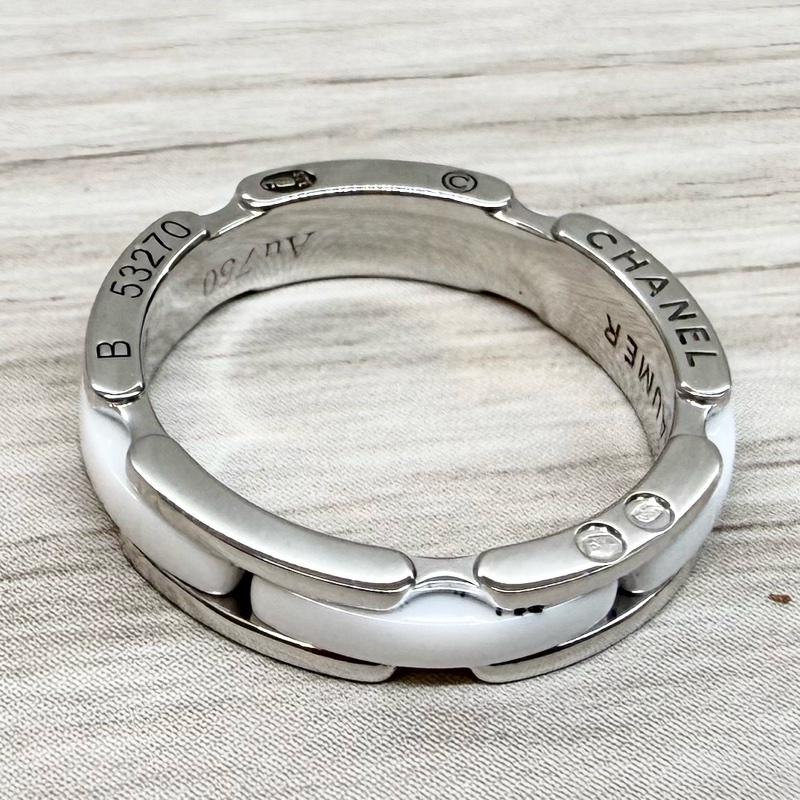 CHANEL白陶瓷拚18K白金ULTRA戒指 J3091-9