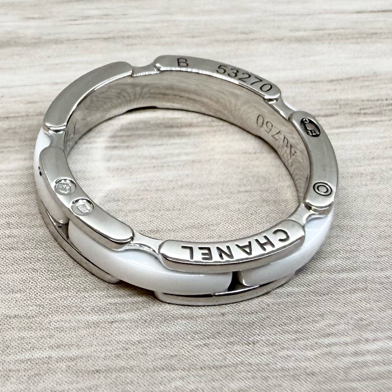 CHANEL白陶瓷拚18K白金ULTRA戒指 J3091-10