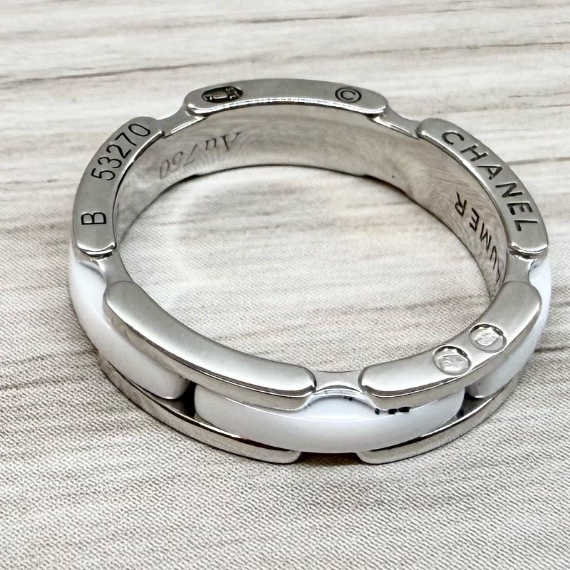CHANEL白陶瓷拚18K白金ULTRA戒指 J3091-11