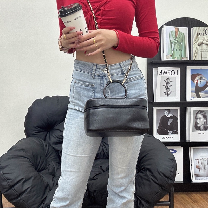 【赫蒂國際精品】Gucci 古馳 黑色皮革化妝包 vintage-2