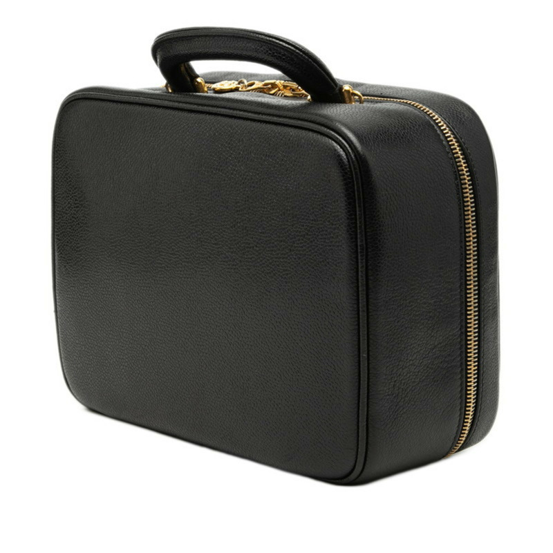 香奈兒 Coco Mark 復古方形手提包/單肩包 兩用黑色魚子醬紋皮革 女士 CHANEL-1