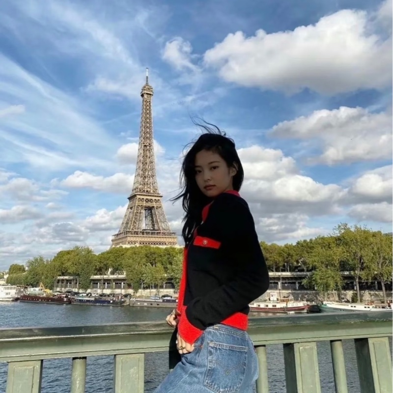 CHANEL黑紅撞色針織開衫-3