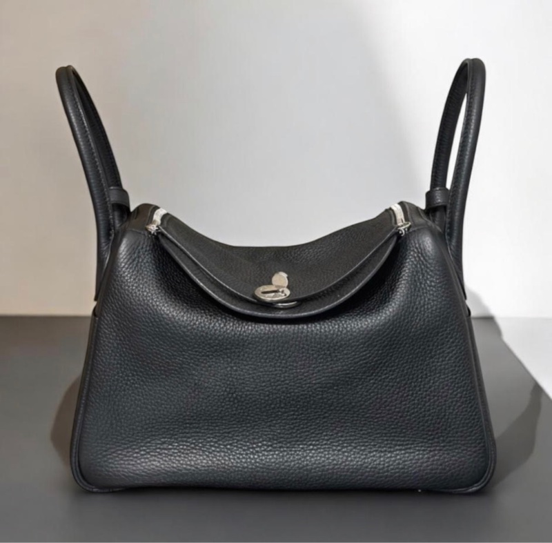 「JL精品代購」95新 現貨 HERMES 愛馬仕Lindy 30 黑銀-0