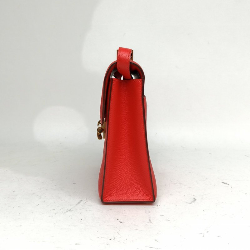 HERMES Verrou手槍包23心紅色Epsom皮D刻金扣肩背包-1
