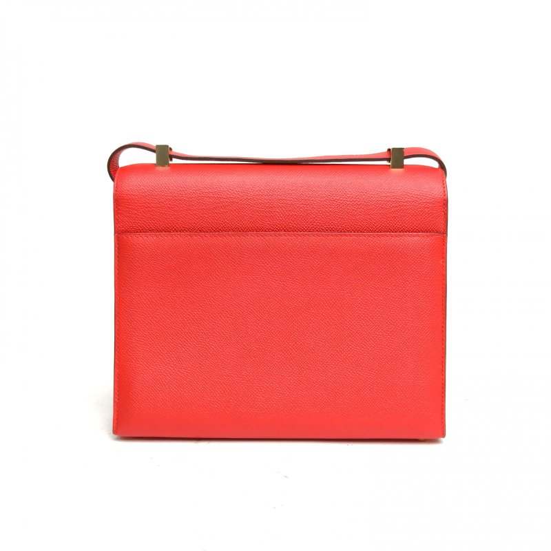HERMES Verrou手槍包23心紅色Epsom皮D刻金扣肩背包-2