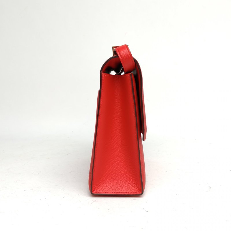 HERMES Verrou手槍包23心紅色Epsom皮D刻金扣肩背包-3