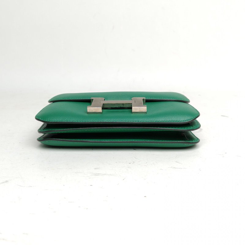 HERMES Constance康康19絲絨綠EC皮C刻銀扣肩背包-4
