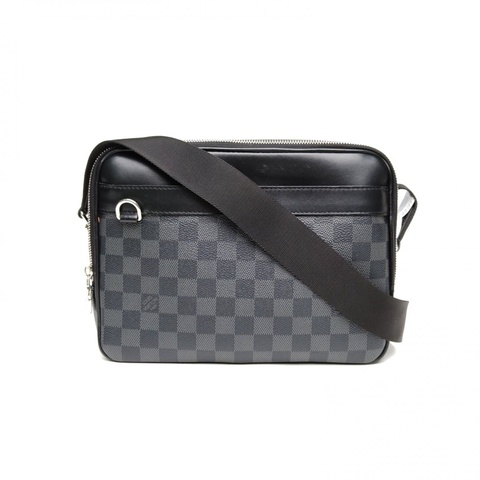 LOUIS VUITTON 黑棋格PVC2020雙層拉鏈郵差包