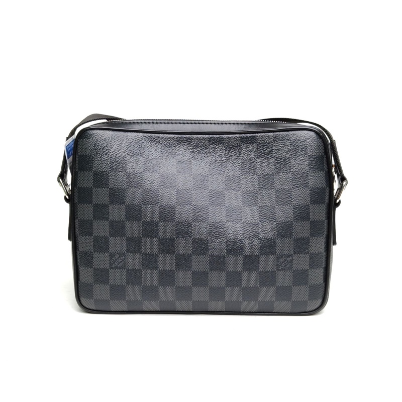 LOUIS VUITTON 黑棋格PVC2020雙層拉鏈郵差包-2