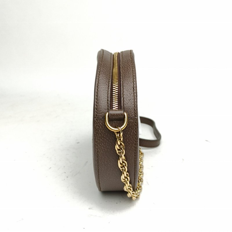 GUCCI Ophidia圓餅包斜挎包18烏木色PVC金扣肩背包-1