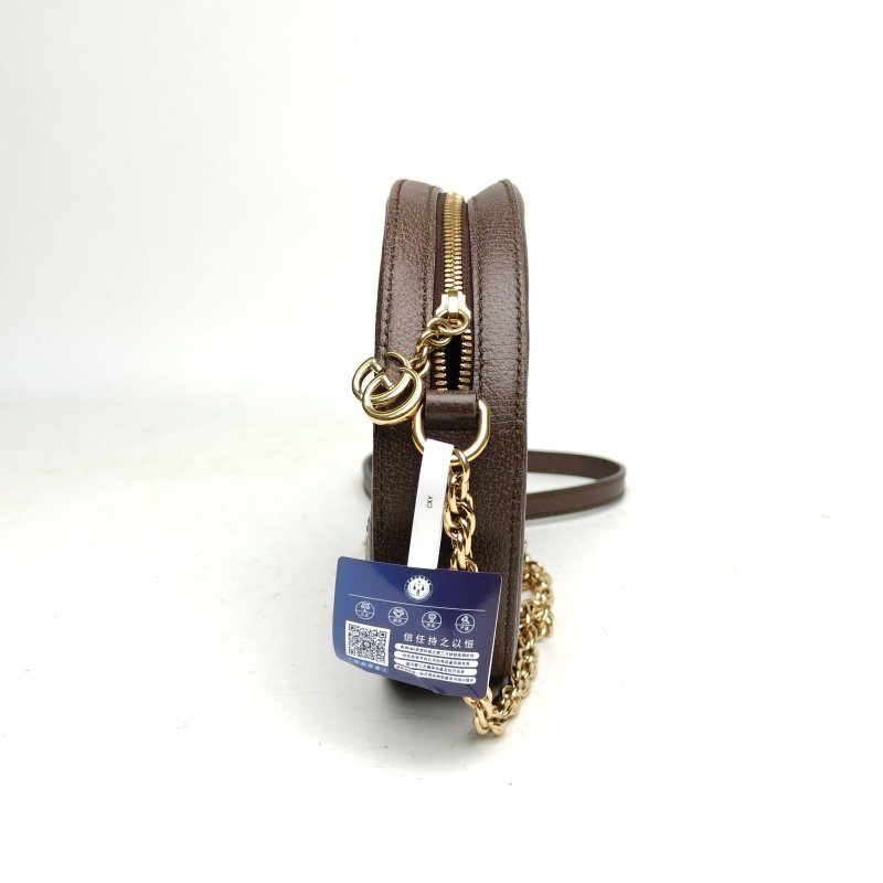 GUCCI Ophidia圓餅包斜挎包18烏木色PVC金扣肩背包-3