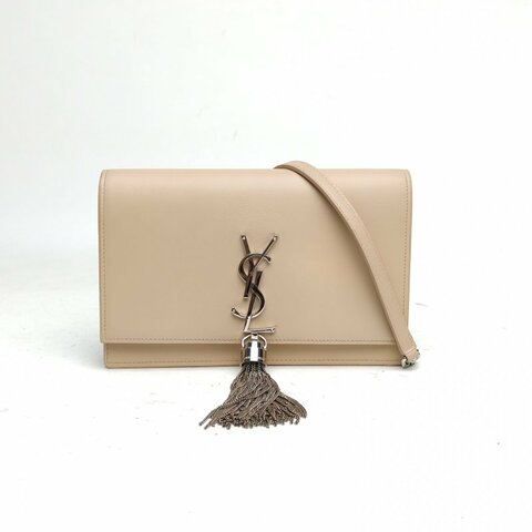 SAINT LAURENT KATEWoc流蘇裸色牛皮銀扣肩背包