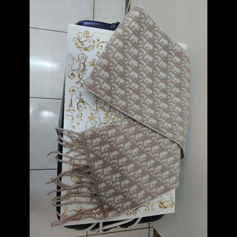 Dior Oblique 窄版圍巾Rose Des Vents 喀什米爾羊毛-2