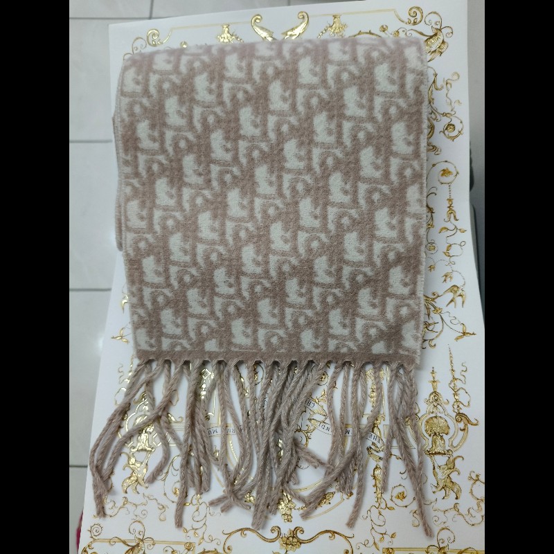 Dior Oblique 窄版圍巾Rose Des Vents 喀什米爾羊毛-5