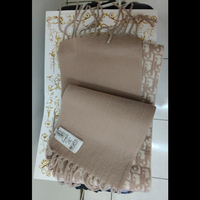 Dior Oblique 窄版圍巾Rose Des Vents 喀什米爾羊毛-6