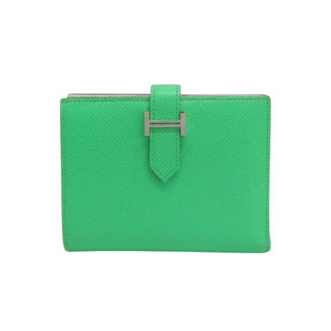 綠色 Epsom牛皮 Bearn Compact Verso 雙折短夾 銀扣 B刻【HERMES 愛馬仕】