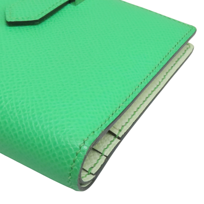 綠色 Epsom牛皮 Bearn Compact Verso 雙折短夾 銀扣 B刻【HERMES 愛馬仕】-10