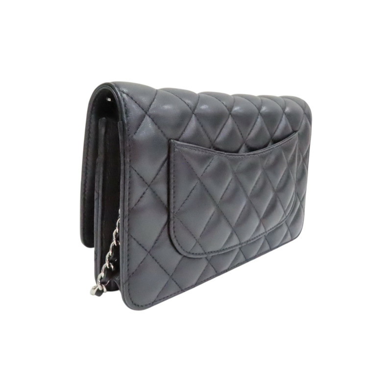 黑色 菱格紋 羊皮 WOC 肩背包 銀釦【CHANEL 香奈兒】 AP0250-1