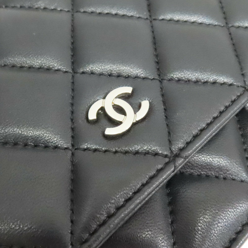 黑色 菱格紋 羊皮 WOC 肩背包 銀釦【CHANEL 香奈兒】 AP0250-9