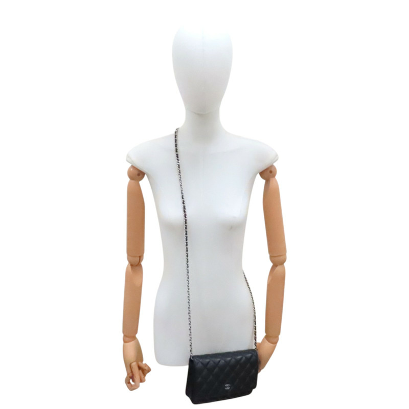 黑色 菱格紋 羊皮 WOC 肩背包 銀釦【CHANEL 香奈兒】 AP0250-10