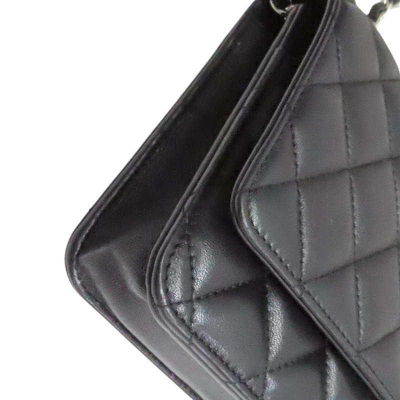 黑色 菱格紋 羊皮 WOC 肩背包 銀釦【CHANEL 香奈兒】 AP0250-12