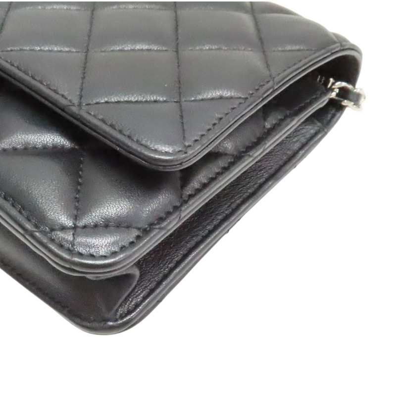 黑色 菱格紋 羊皮 WOC 肩背包 銀釦【CHANEL 香奈兒】 AP0250-13