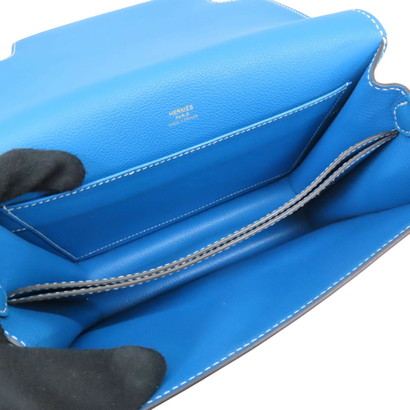 弗裏達藍藍 Evercolor皮革 Roulis 23 肩背包 A刻 金釦【HERMES 愛馬仕】-2