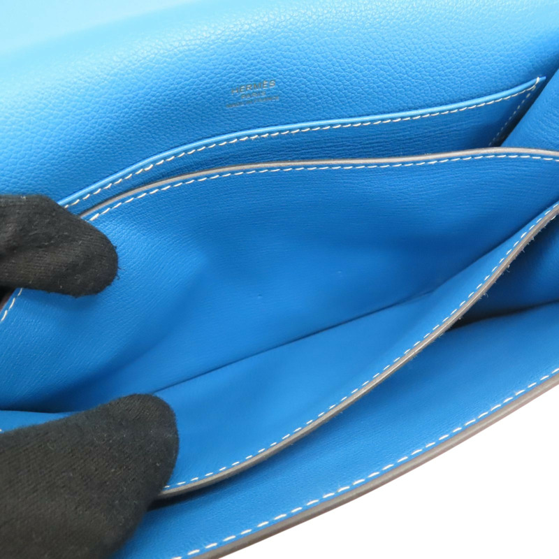 弗裏達藍藍 Evercolor皮革 Roulis 23 肩背包 A刻 金釦【HERMES 愛馬仕】-3