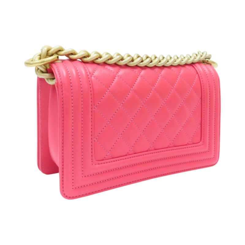 粉色 菱格紋 羊皮 BOY20 鍊帶肩背包 金釦【CHANEL 香奈兒】 A67085-1