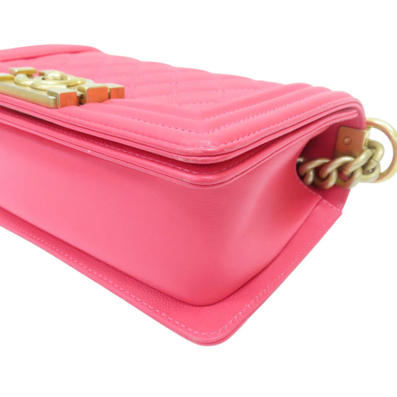 粉色 菱格紋 羊皮 BOY20 鍊帶肩背包 金釦【CHANEL 香奈兒】 A67085-8