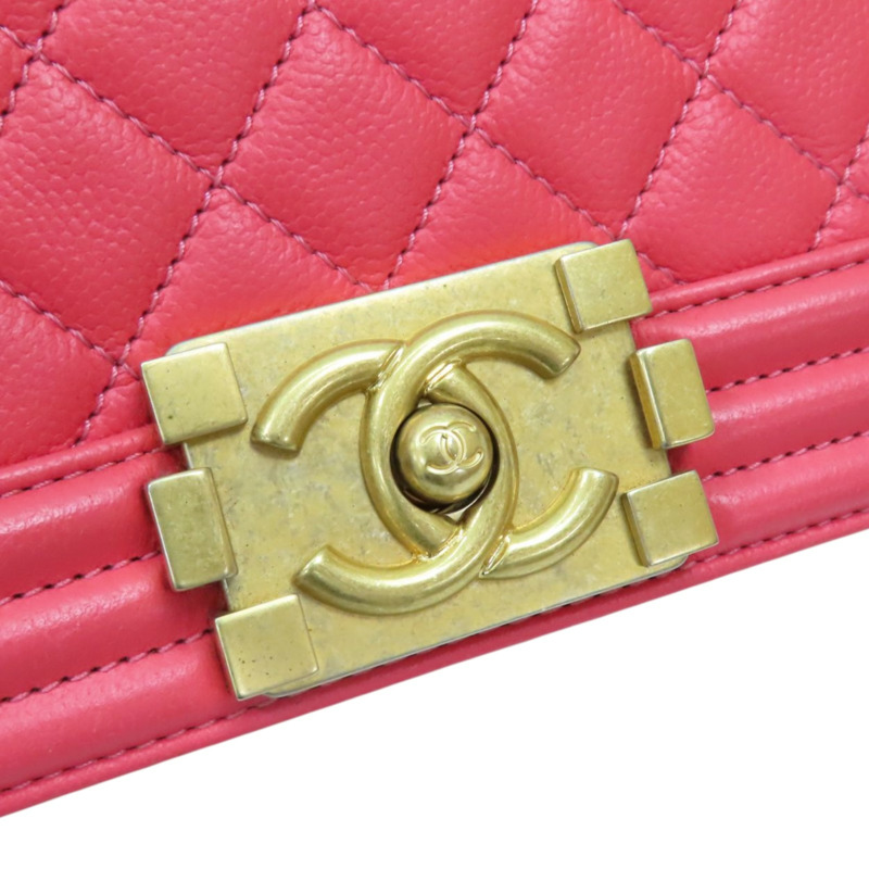 粉色 菱格紋 羊皮 BOY20 鍊帶肩背包 金釦【CHANEL 香奈兒】 A67085-9