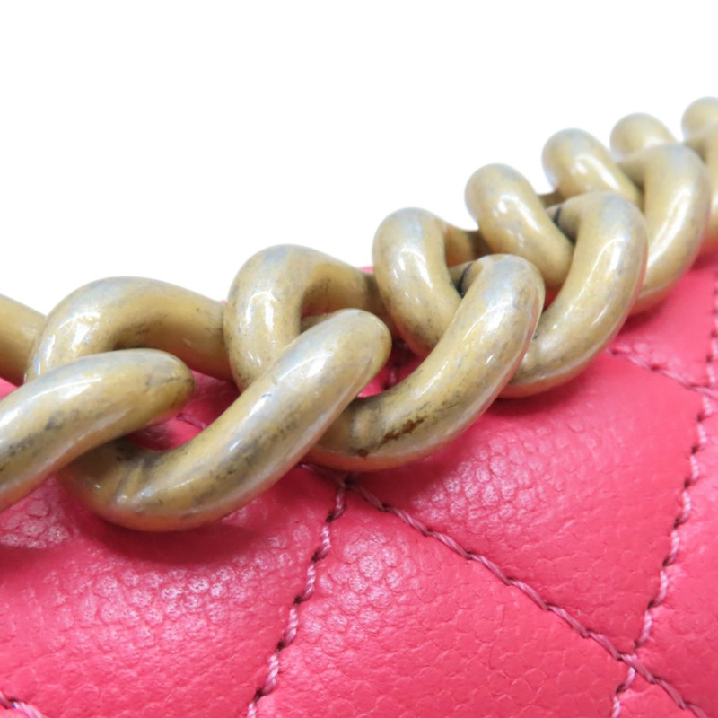 粉色 菱格紋 羊皮 BOY20 鍊帶肩背包 金釦【CHANEL 香奈兒】 A67085-10