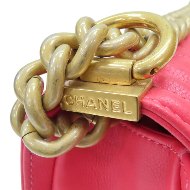 粉色 菱格紋 羊皮 BOY20 鍊帶肩背包 金釦【CHANEL 香奈兒】 A67085-11