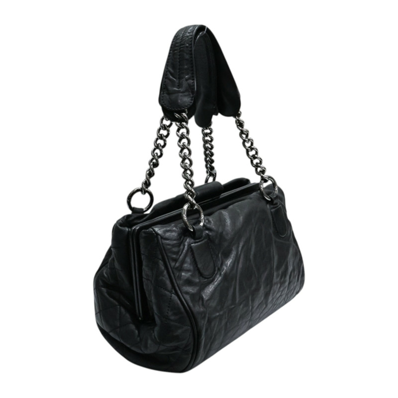 黑色 牛皮 肩背包 銀釦 (無卡)【CHANEL 香奈兒】-1