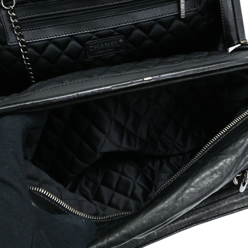 黑色 牛皮 肩背包 銀釦 (無卡)【CHANEL 香奈兒】-3