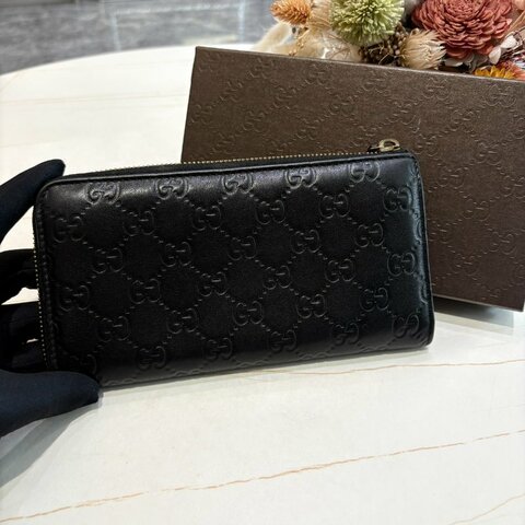 *SHIHNA名牌精品* GUCCI Signature系列 經典雙G壓紋拉鍊長夾