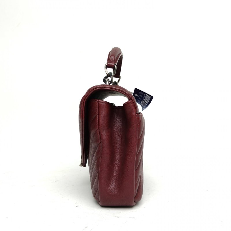 SAINT LAURENT College郵差包中號24紅色牛皮銀扣肩背包-1