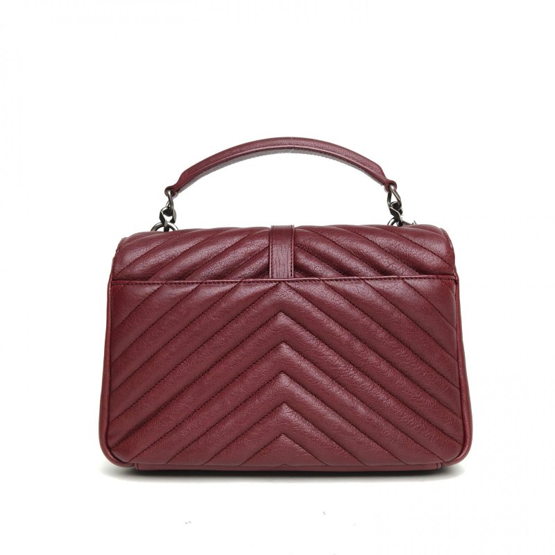 SAINT LAURENT College郵差包中號24紅色牛皮銀扣肩背包-2