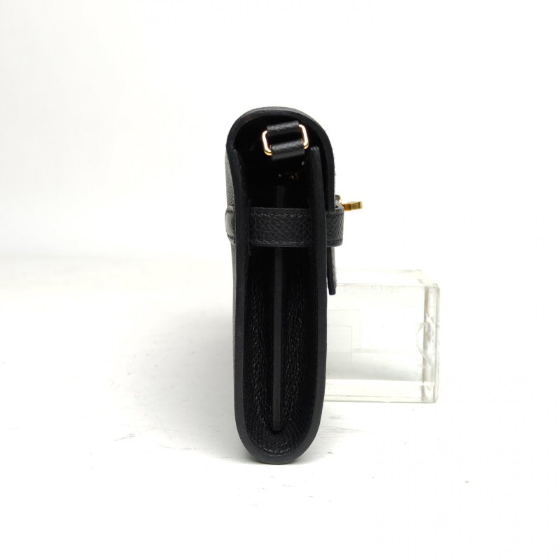 HERMES KellyLongToGo黑色Epsom皮U刻金扣肩背包-1