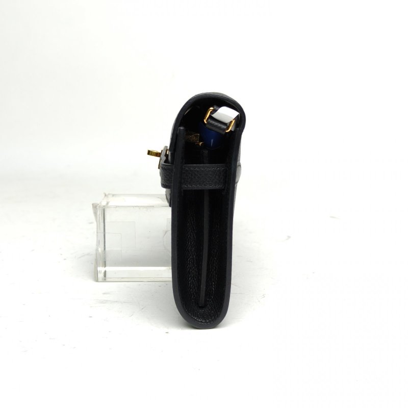 HERMES KellyLongToGo黑色Epsom皮U刻金扣肩背包-3