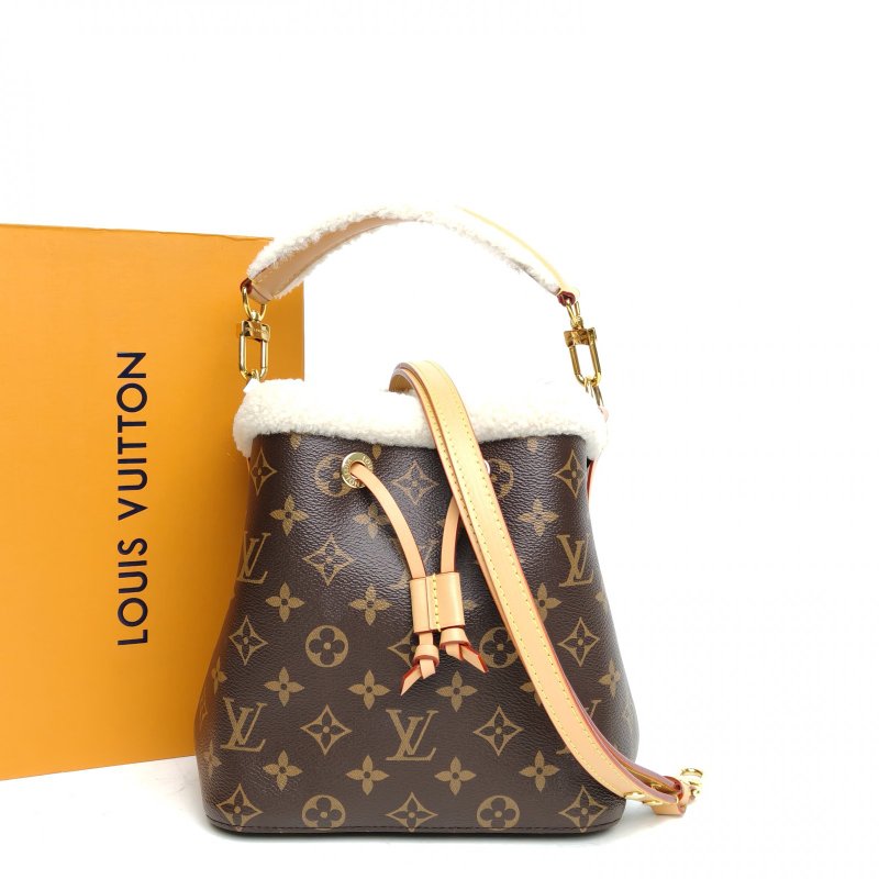 LOUIS VUITTON NÉONOÉ水桶包BB20老花PVC金扣晶片22聖誕肩背包-4