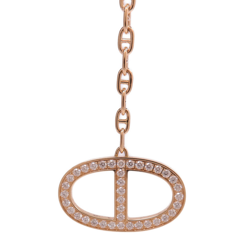 HERMES 18K玫瑰金Chaine D'ancre Contour Pendant鑽石項鍊-2
