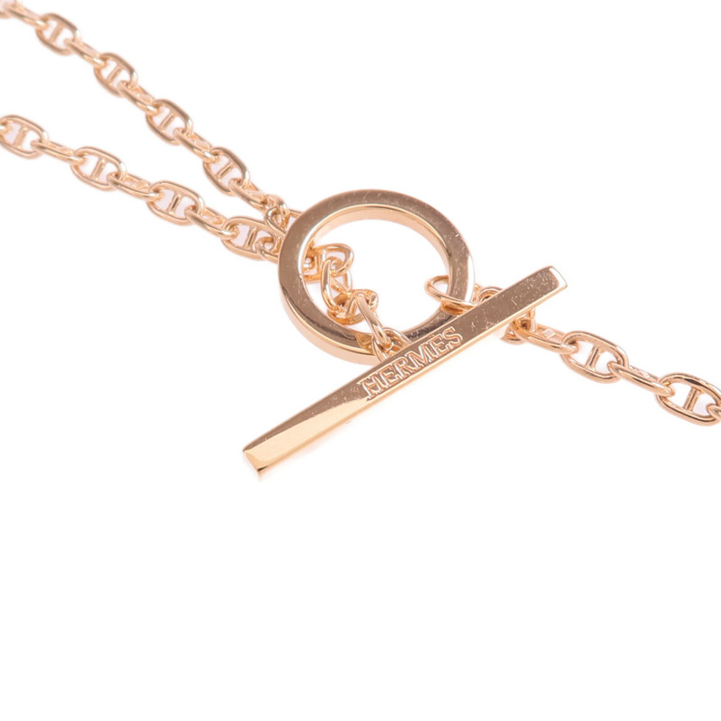HERMES 18K玫瑰金Chaine D'ancre Contour Pendant鑽石項鍊-4