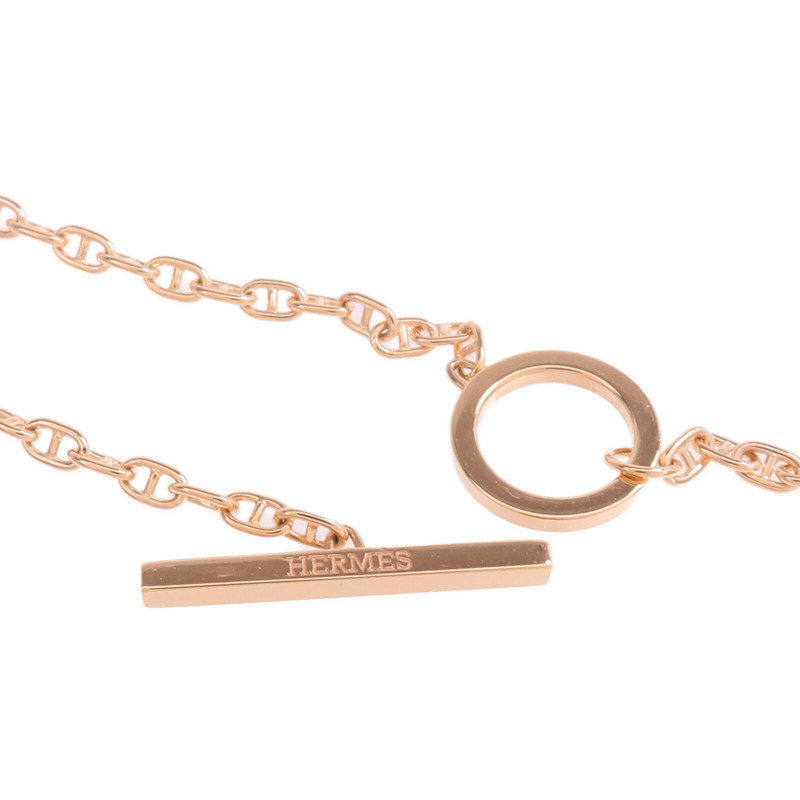 HERMES 18K玫瑰金Chaine D'ancre Contour Pendant鑽石項鍊-5