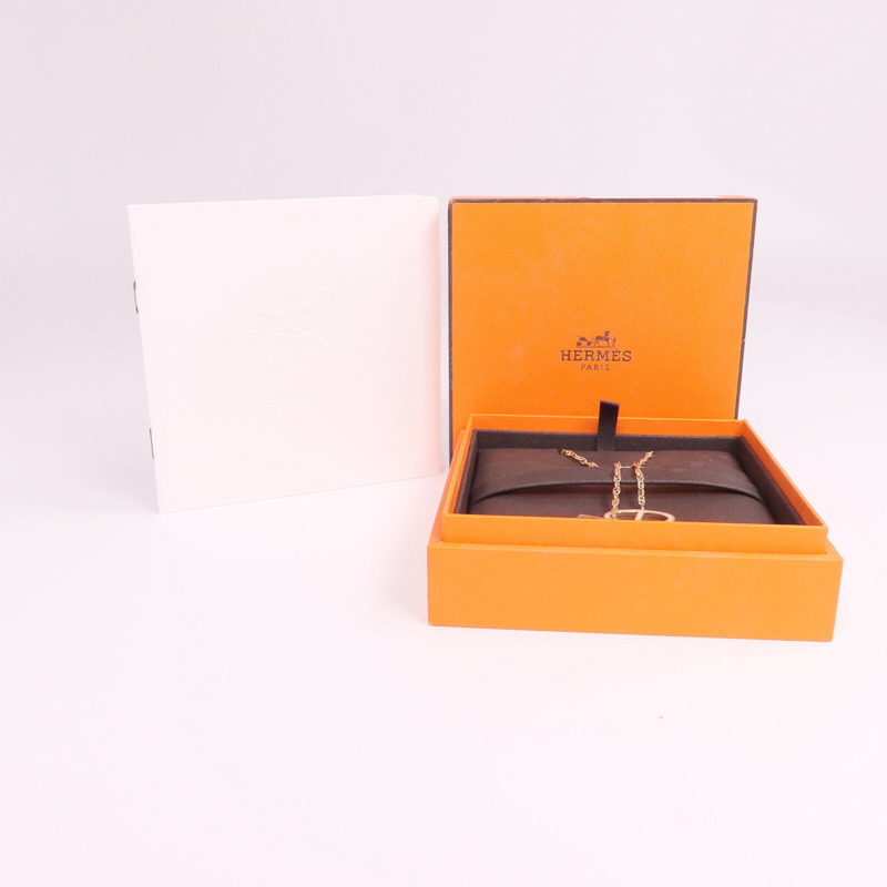 HERMES 18K玫瑰金Chaine D'ancre Contour Pendant鑽石項鍊-7