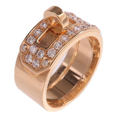 HERMES 18K玫瑰金Bague Kelly Ring鑽石戒指