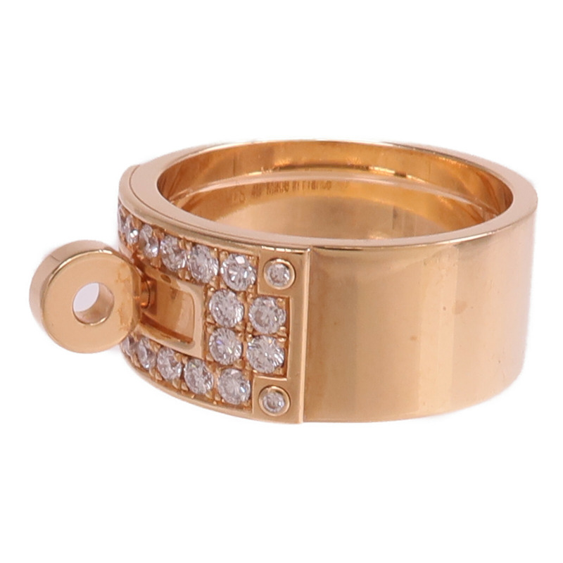 HERMES 18K玫瑰金Bague Kelly Ring鑽石戒指-2