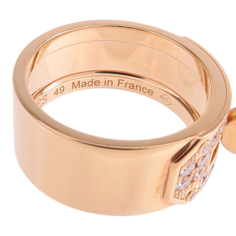 HERMES 18K玫瑰金Bague Kelly Ring鑽石戒指-5