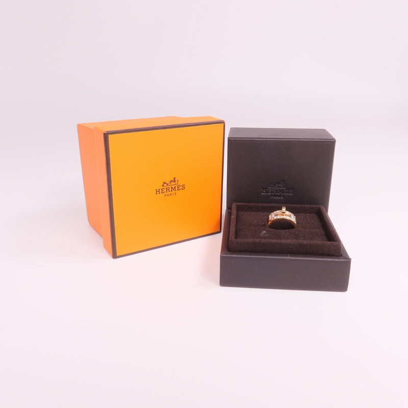 HERMES 18K玫瑰金Bague Kelly Ring鑽石戒指-9